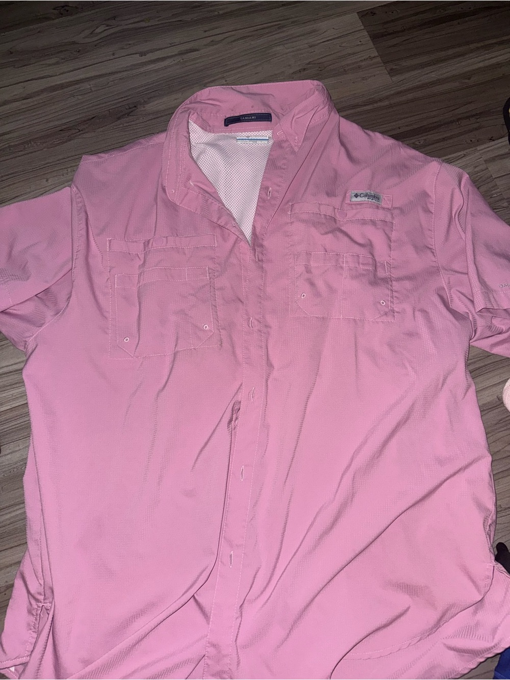 Columbia Pink Short Sleeve Fishing Shirt